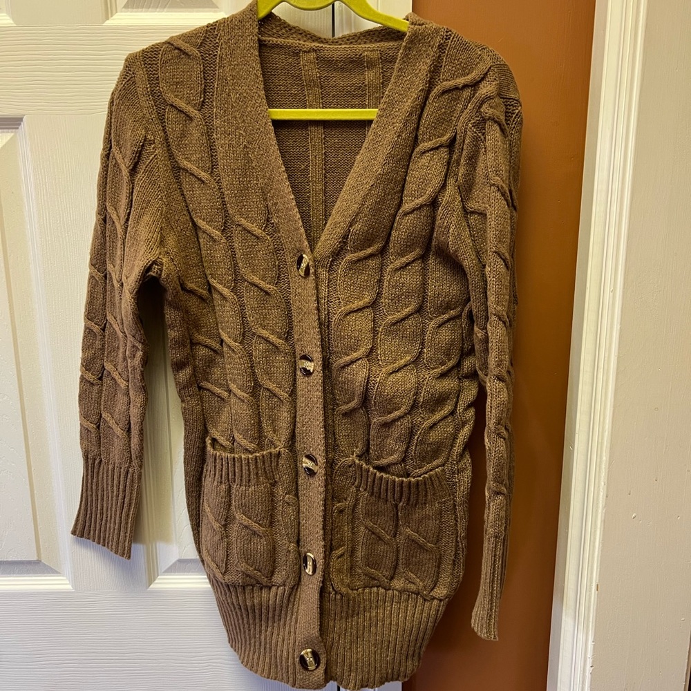 Cozy Brown Knit Cardigan